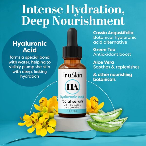 TruSkin Hyaluronic Acid Serum for Face + 7 Ultra Hydrating Ingredients